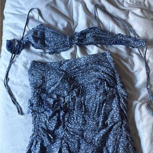 Fashion Nova Blue Floral Two Piece Set